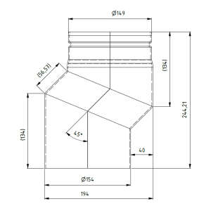 &Oslash; 150 mm Versatzbogen 40 mm RLU