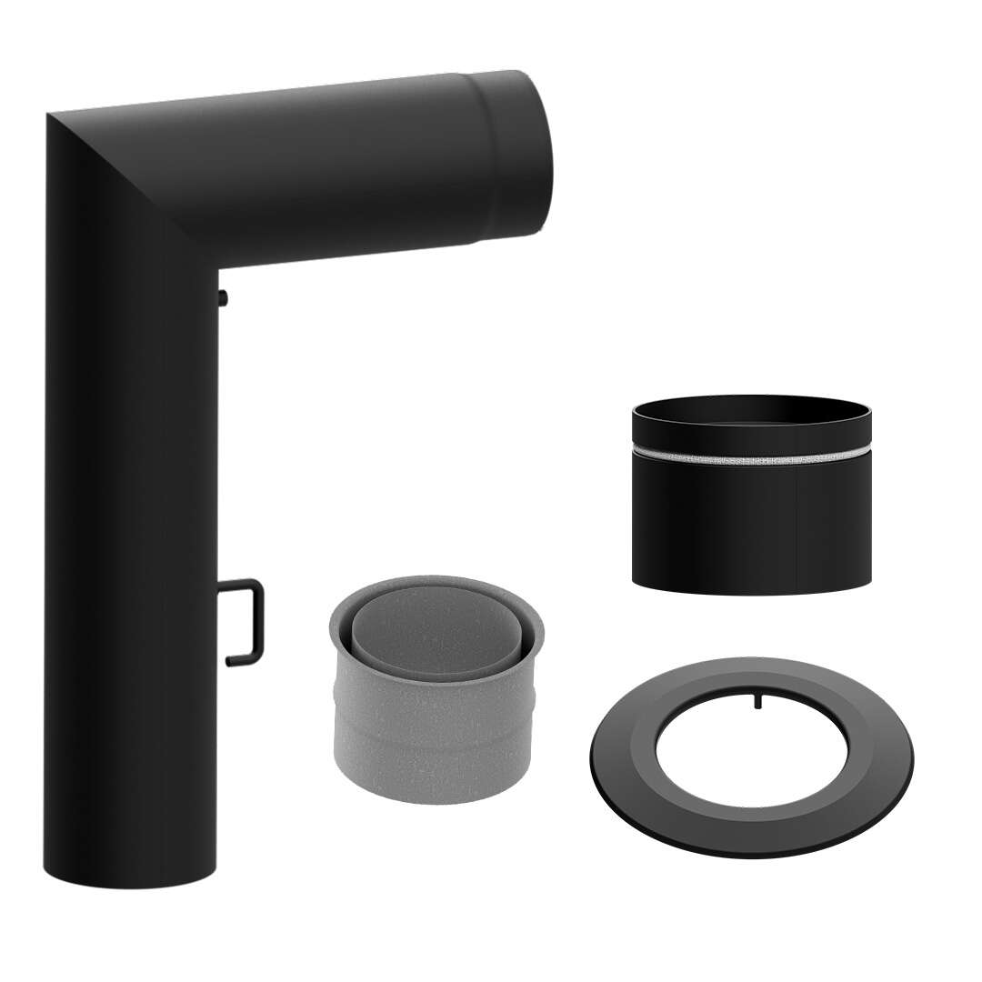 Ø 120 mm Ofenrohr-Set eckig mit Tür und Drosselklappe RLU