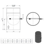Ø 120 mm Ofenrohr 25 cm - mit Drosselklappe - schwarz
