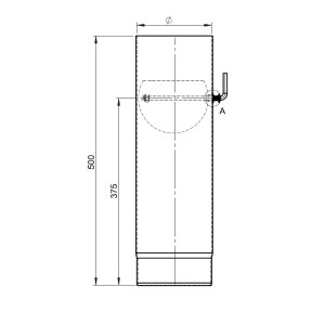Ø 160 mm Ofenrohr 50 cm - mit Drosselklappe - schwarz