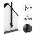 5,7 m Edelstahlschornstein Ø 130 mm Komplettset doppelwandig DW-Black Bodenmontage