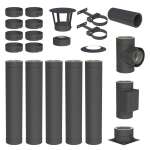 5,7 m Edelstahlschornstein Ø 130 mm Komplettset doppelwandig DW-Black Bodenmontage