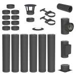 6,7 m Edelstahlschornstein Ø 130 mm Komplettset doppelwandig DW-Black Bodenmontage