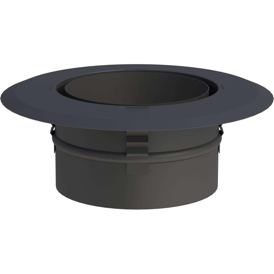 Ø 120 mm Ofenrohr Wandfutter - mit Zentrierfedern und Wandrosette - schwarz