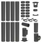 9 m Edelstahlschornstein Ø 130 mm Komplettset doppelwandig DW-Black Bodenmontage
