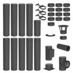 10 m Edelstahlschornstein Ø 130 mm Komplettset doppelwandig DW-Black Bodenmontage