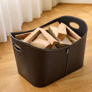 Holzkorb Aduro Baseline Kunstleder schwarz