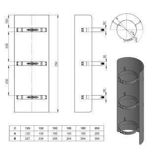 &Oslash; 120 mm Ofenrohr Strahlungsschutz - 75 cm - schwarz