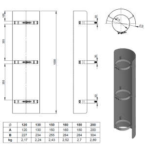 &Oslash; 120 mm Ofenrohr Strahlungsschutz - 100 cm - schwarz