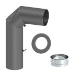 Ø 120 mm Ofenrohrset kantig - mit Tür und Drosselklappe - gussgrau
