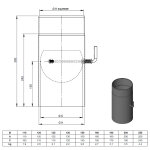 Ø 180 mm Ofenrohr 30 cm - mit Drosselklappe - gussgrau
