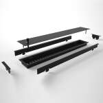 Deckenluftgitter Open Air 15-OnTop 600 x 100 mm inkl. Einbaurahmen, schwarz