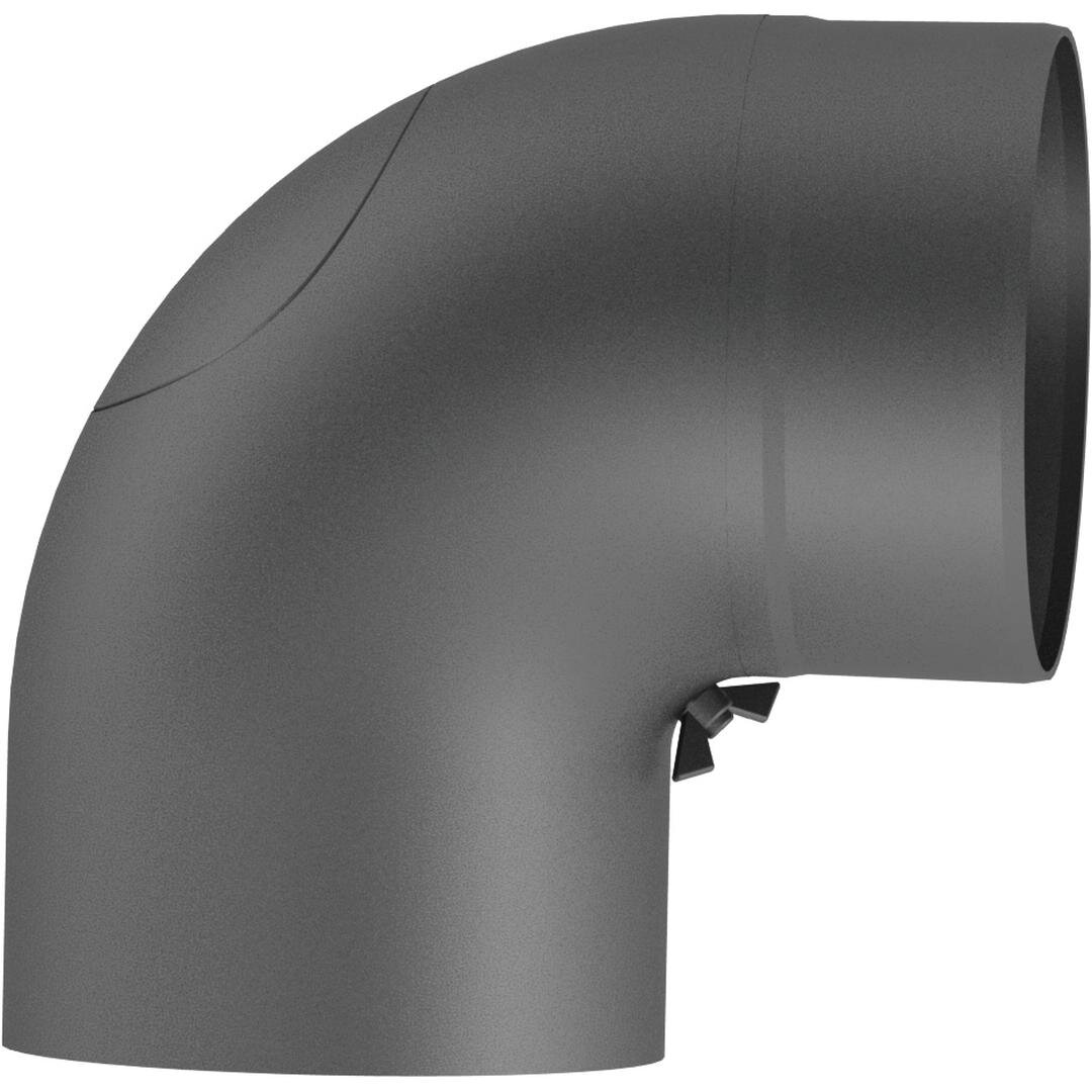 Ø 150 mm Ofenrohr Bogen 90° gezogen - mit Tür - gussgrau