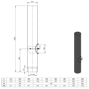 Ø 200 mm Ofenrohr 100 cm - mit Drosselklappe,...