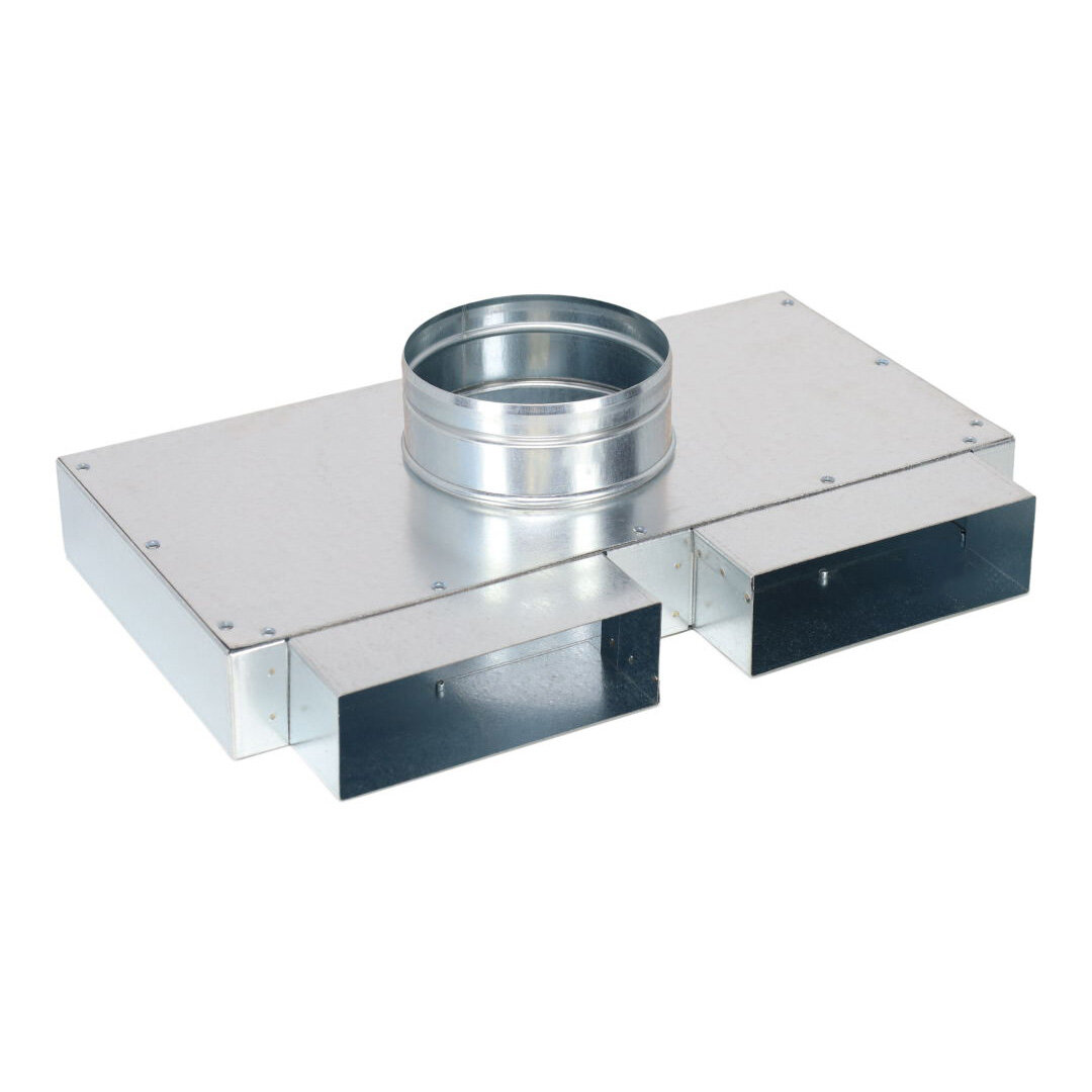 Flachkanal Verteiler 150 x 50 mm auf rund