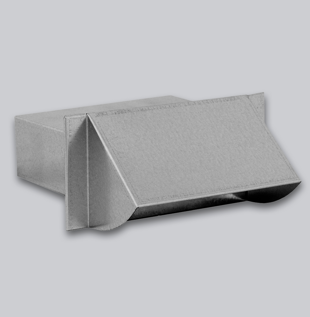 Flachkanal Außenluft-Anschluss mit Insektenschutzgitter, Abdeckung Edelstahl, 150 x 50 mm