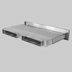 Außenluftanschluss mit Flachkanalanschluss, Edelstahl, 2 Stutzen 150 x 50 mm, teleskopisch 200-400 mm