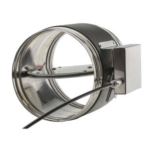 Edelstahl-Hafnerklappe mit Bowdenzug und Unterputzhebel, schwarz, &Oslash; 125 mm