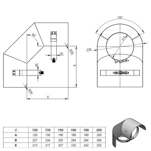 Ø 160 mm Ofenrohr Strahlungsschutz - Bogen 90°...