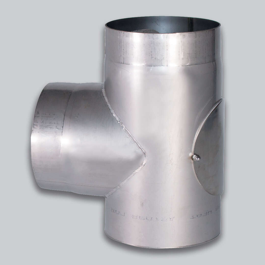 Ofenrohr Edelstahl T-Stück 90° mit Revisionstür, Ø 150 mm
