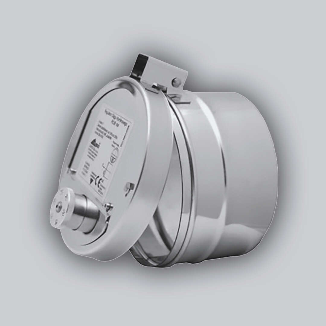 Zugregler mit Explosionsöffnung und Stutzen Ø 150 mm, inkl. Montageklemme, Edelstahl