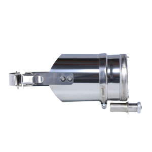 Zugregler f&uuml;r Pellet-&Ouml;fen mit Klemmband &Oslash; 80 - 110 mm und rundem Stutzen, Edelstahl
