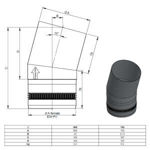 Pelletofenrohr 15° Bogen