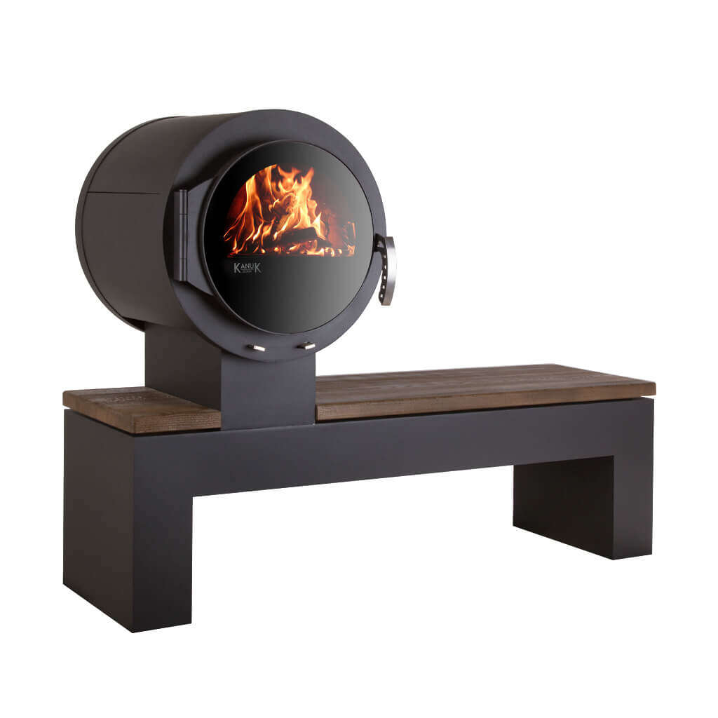 Kaminofen Kanuk® BANK Eiche rustikal gestrahlt