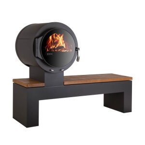 Kaminofen Kanuk® BANK Goldenteak gestrahlt